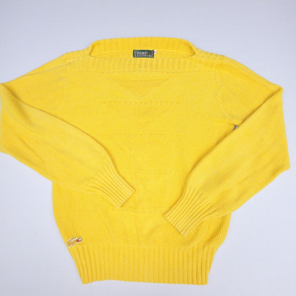 Izod Lacoste For Her Crewneck Sweater Women S Yellow Crocodile Logo Knit Cotton